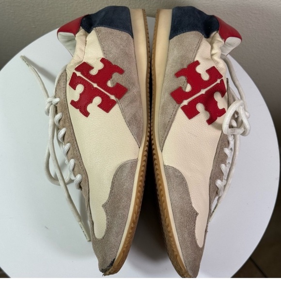 Tory Burch Sneakers-Tumbled Leather/Calf Leather/Suede. (Size US7) includes box - Picture 2 of 10